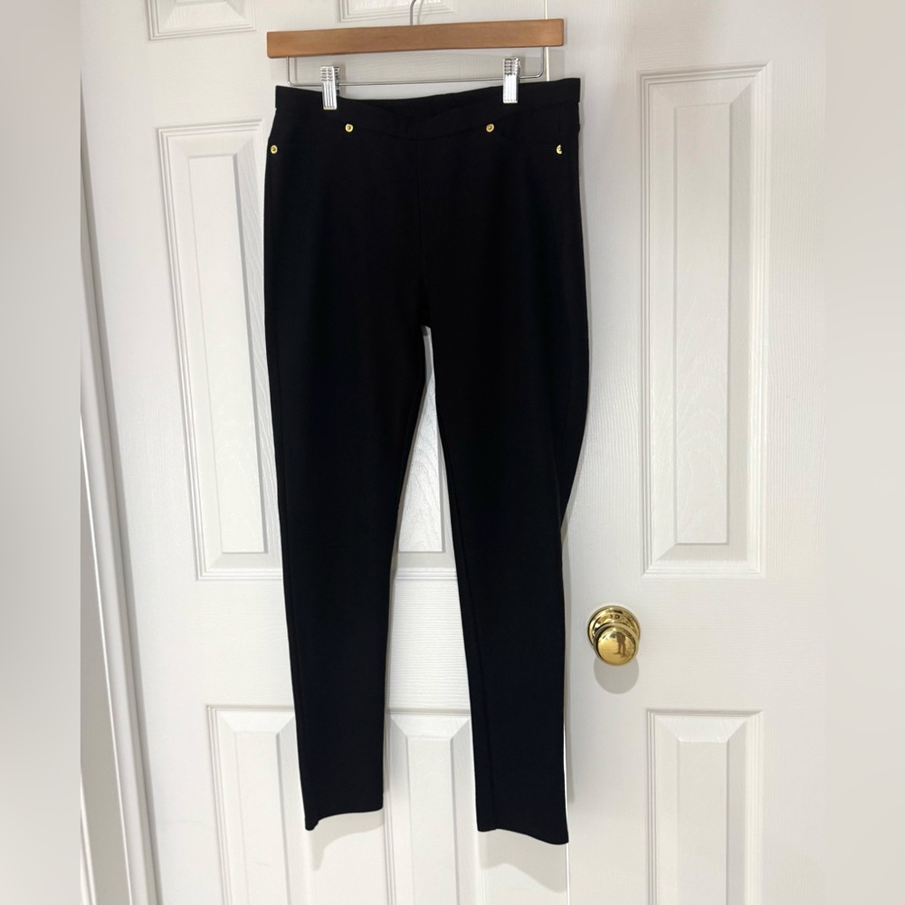 Med Michael Kors Black Leggings with Gold Accents Skinny Pants